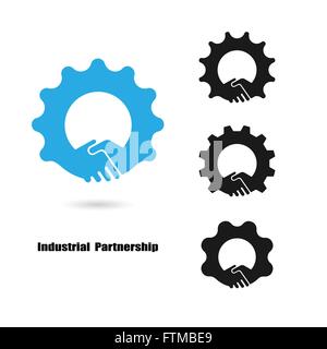 Creative handshake logo and industrial idea concept background,business idea ,industrial sign,abstract background. Stock Vector
