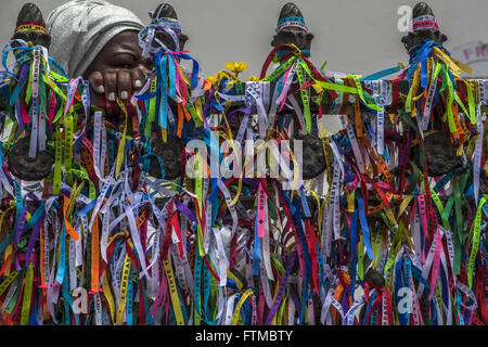 Senhor do Bonfim ribbons tied at the entrance in the church Stock Photo