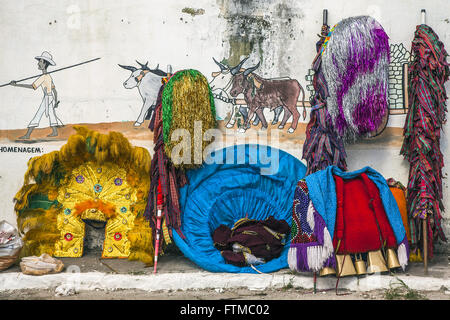 Fantasies Rural Maracatu on city sidewalk Stock Photo