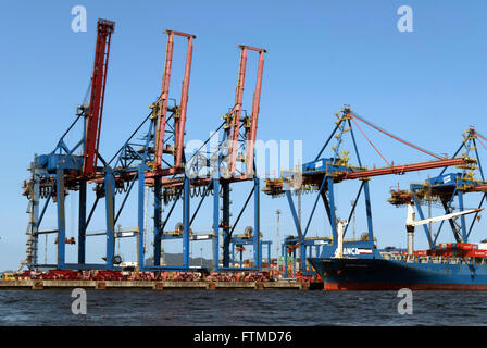 Cranes or portainers Terminal Santos Brazil - Container Terminal - TECON Stock Photo