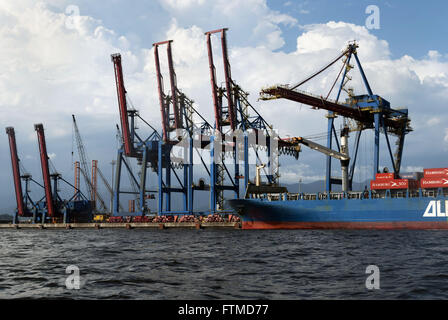 Cranes or portainers Terminal Santos Brazil - Container Terminal - TECON Stock Photo