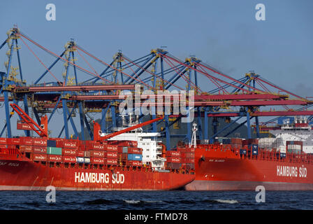 Cranes or portainers Terminal Santos Brazil - Container Terminal - TECON Stock Photo