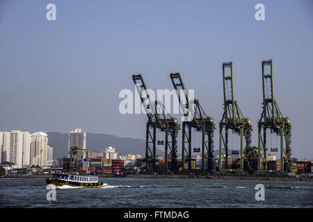 Boat sailing in front Libra Terminals Stock Photo