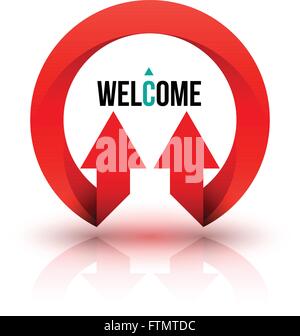 Circle two arrow with welcome. vector illustration. Stock Vector