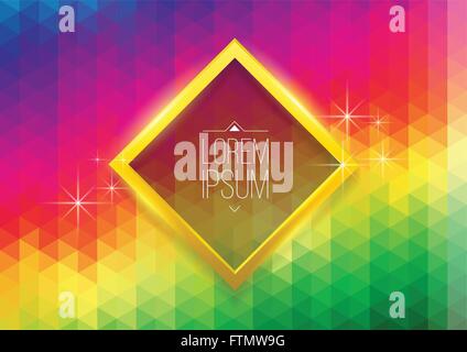 Abstract gold frame on triangles pattern. Stock Vector