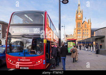 Bus Stop, Euston Road, London, England, U.K. Stock Photo