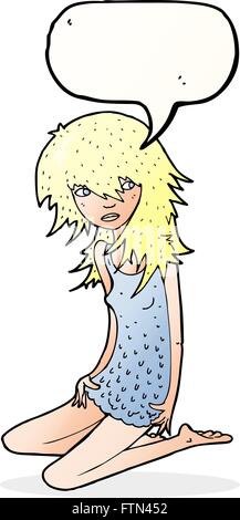 cartoon pretty girl with speech bubble Stock Vector