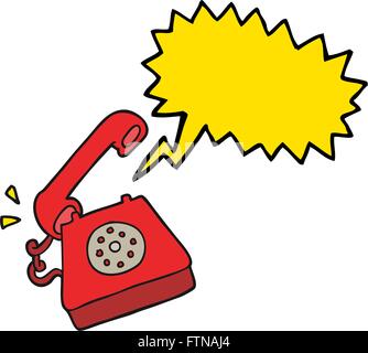 freehand drawn speech bubble cartoon ringing telephone Stock Vector