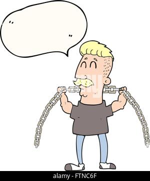 freehand drawn speech bubble cartoon man lifting chain Stock Vector