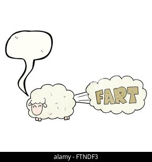 freehand speech bubble textured cartoon farting sheep Stock Vector