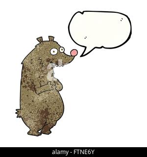 freehand speech bubble textured cartoon bear Stock Vector