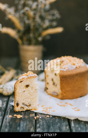 Tasty Easter rustic dinner background Stock Photo