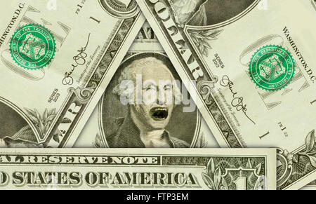 Emotional yelling George Washington with incredibly angry expression Stock Photo