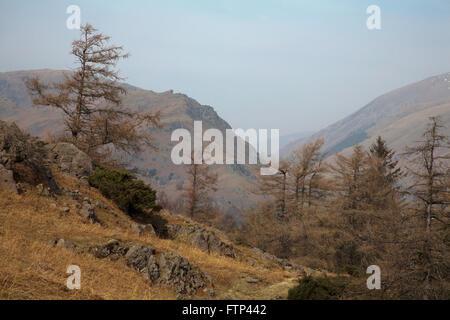 A spring day Helm Crag above Easedale Grasmere Lake District Cumbria England Stock Photo