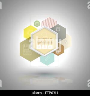 Vector hexagons group use for business diagram, interface app template, education plan, business concept. presentation template. Stock Vector