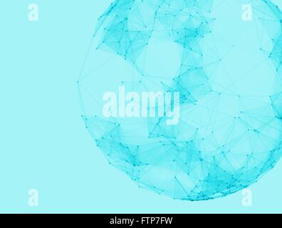 Abstract vector polygonal spheres. Futuristic technology low poly style. Elegant dots background for business presentations. Flying debris lines. Stock Vector