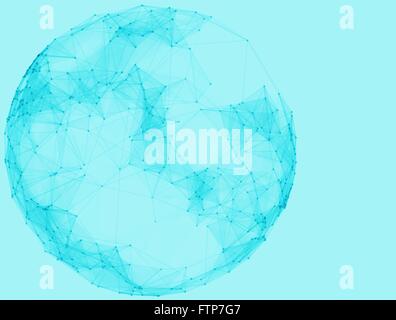 Abstract vector polygonal spheres. Futuristic technology low poly style. Elegant dots background for business presentations. Flying debris lines. Stock Vector