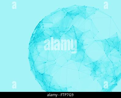 Abstract vector polygonal spheres. Futuristic technology low poly style. Elegant dots background for business presentations. Flying debris lines. Stock Vector