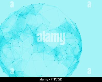 Abstract vector polygonal spheres. Futuristic technology low poly style. Elegant dots background for business presentations. Flying debris lines. Stock Vector