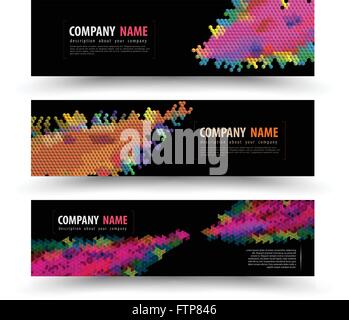 Vector banner templates set with geometry spectrum. Vector illustration. Can use for web banner and strip book. Stock Vector