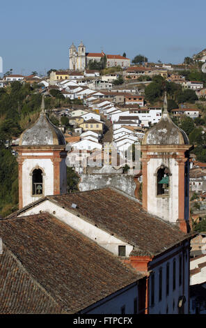 Towers of the Church of Nossa Senhora da Conceicao - Incidental Church of Santa Efigenia Stock Photo
