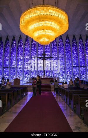 Interior of Dom Bosco Sanctuary - made chandelier 7,400 glasses of Murano glass Stock Photo