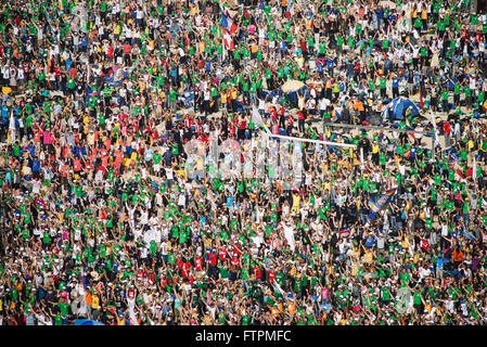 Crowd at Mass Submission of World Youth Day 2013 in Rio Copacabana Beach Stock Photo