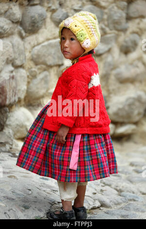 Quechua girl, Ollantaytambo, Cusco, Peru Stock Photo