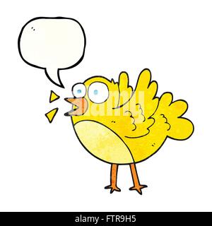 freehand speech bubble textured cartoon bird Stock Vector