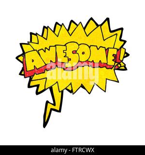 freehand speech bubble textured cartoon awesome symbol Stock Vector