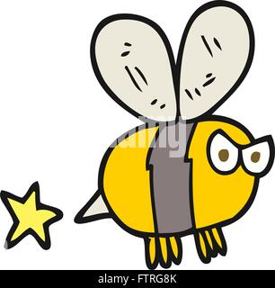 freehand drawn cartoon angry bee Stock Vector