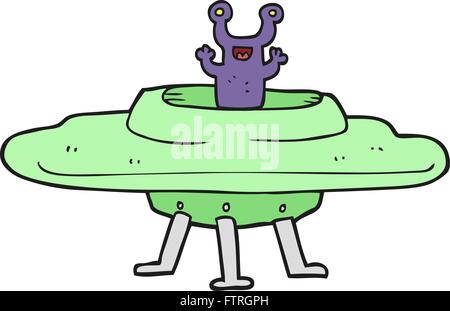 freehand drawn cartoon flying saucer Stock Vector