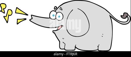 freehand drawn cartoon trumpeting elephant Stock Vector