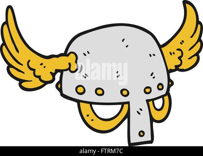 freehand drawn cartoon winged helmet Stock Vector