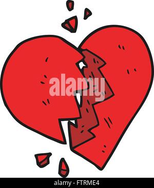 freehand drawn cartoon broken heart Stock Vector