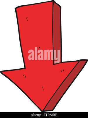 freehand drawn cartoon arrow pointing down Stock Vector