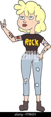freehand drawn cartoon rocker girl Stock Vector Image & Art - Alamy