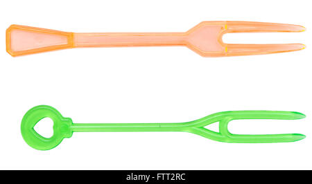 two forks for canape isolated on white background Stock Photo
