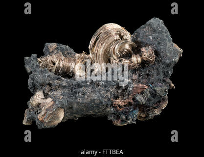 Native silver (Ag) specimen isolated on black background - China Stock Photo