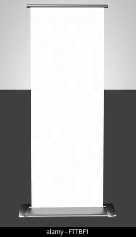 Roll up blank white banner. 3D rendering. Stock Photo