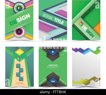 Set of Flyer, Brochure Design Templates. Abstract Modern green tone backgrounds. A4 Cover Templates Collection. Stock Vector