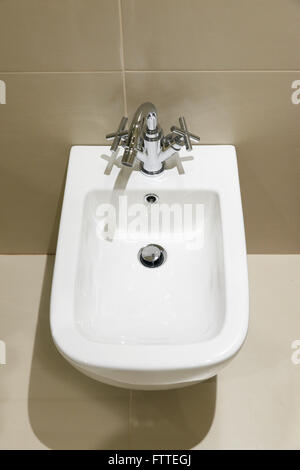 closeup of Italian manual bidet in a restroom Stock Photo