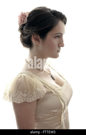Young historical brunette woman Stock Photo