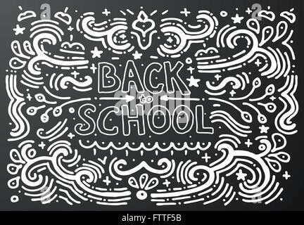 School icon seamless pattern illustration. Fun hand drawn chalk