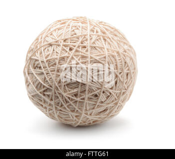 Ball of white heavy thread isolated on white Stock Photo