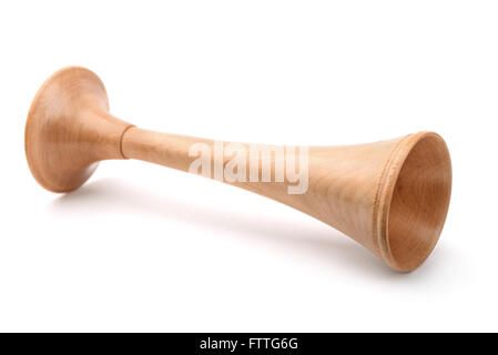 Vintage wooden stethoscope isolated on white Stock Photo