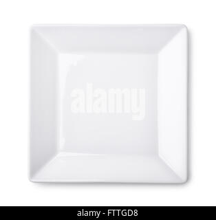 Top view of empty square plate isolated on white Stock Photo