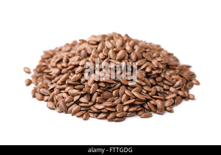 Flax seeds heap isolated on white Stock Photo