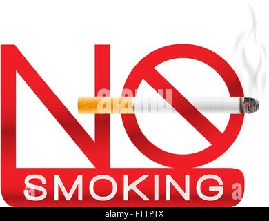 no smoking sign with cigarette and smoke. vector illustration Stock Vector