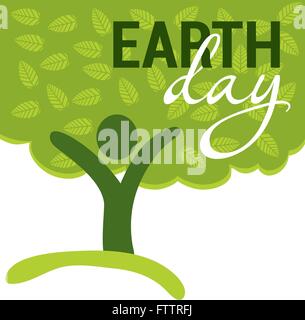 Earth Day greeting with abstract tree as human figure. vector Stock Vector